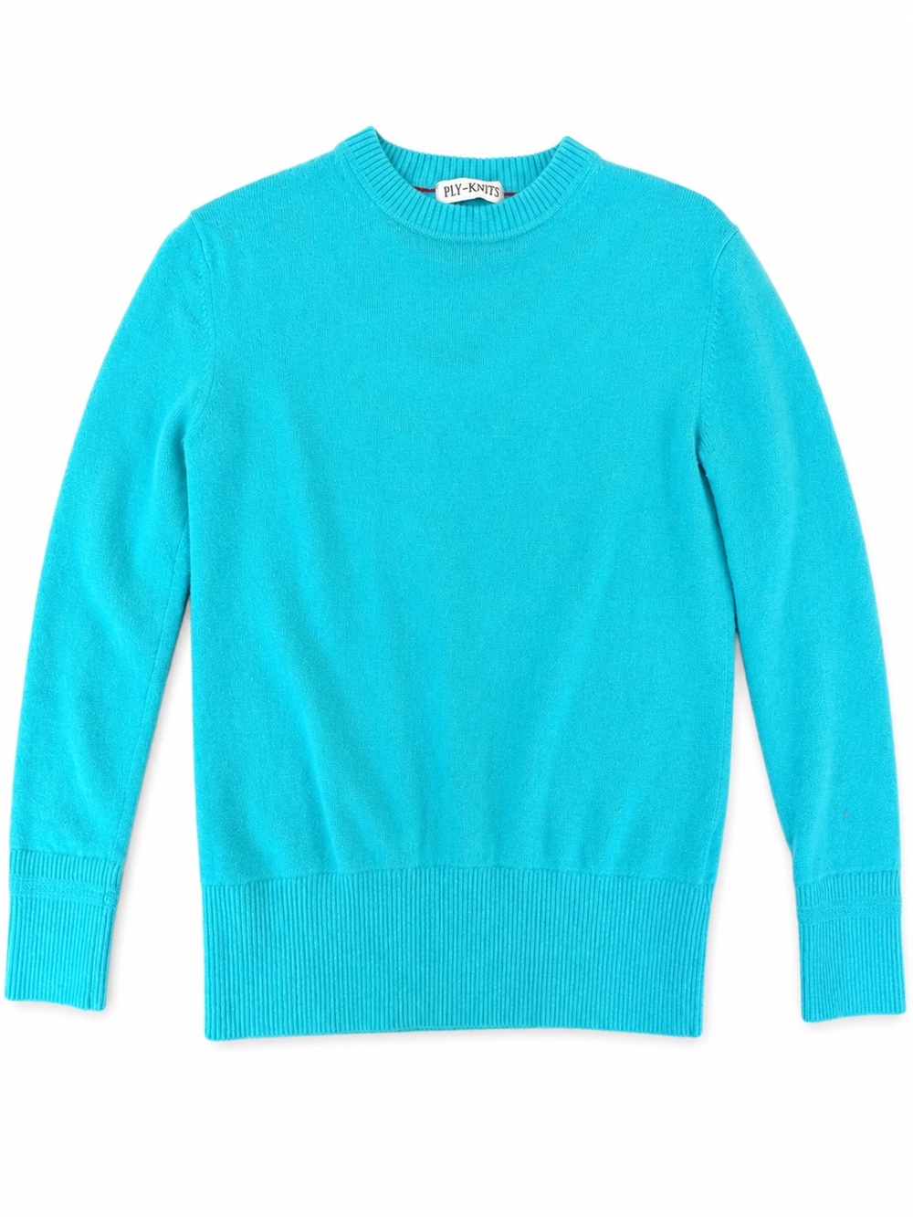 ply cashmere Women's Crewneck Sweater in Aqua Blue